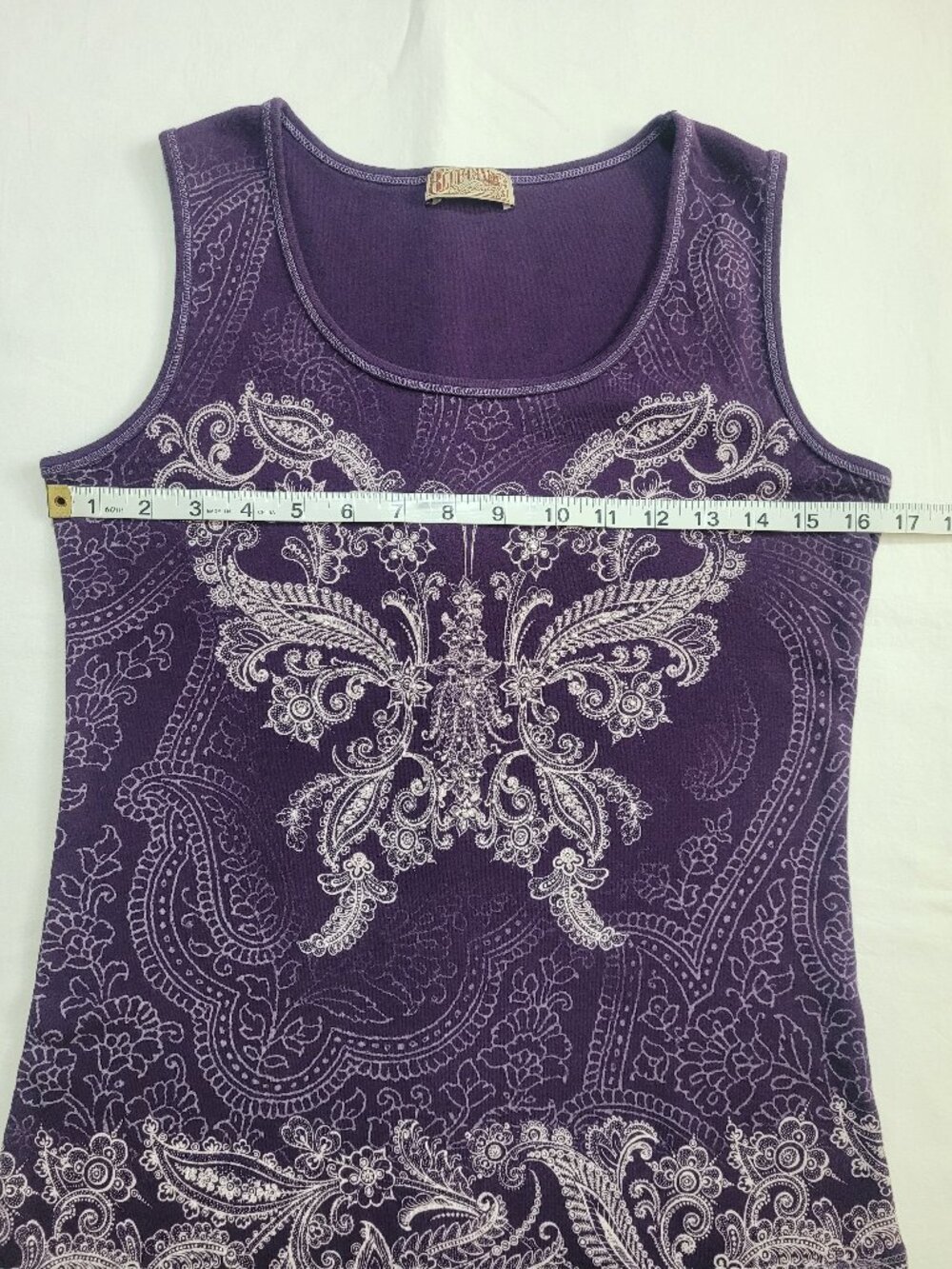 Blue Canyon Purple Butterfly Tank Top Small Vintage Y2K Embellished Paisley - Picture 5 of 7
